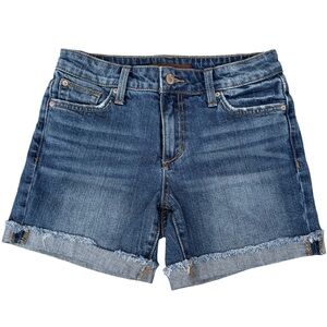 Joe’s Jeans Denim Cuffed Raw Hem Distressed 5 Pocket Zipper Shorts Size 24